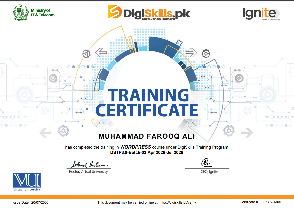 WordPress certificate